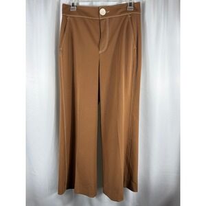 Zara Woman Brown Wide Leg Pants Contrast‎ Stitching High Rise Size XS